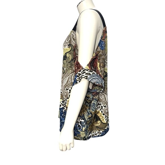 7Th Avenue Design Studio Large Cold Shoulder Tunic Top Paisley Animal Print Chic - Picture 4 of 13